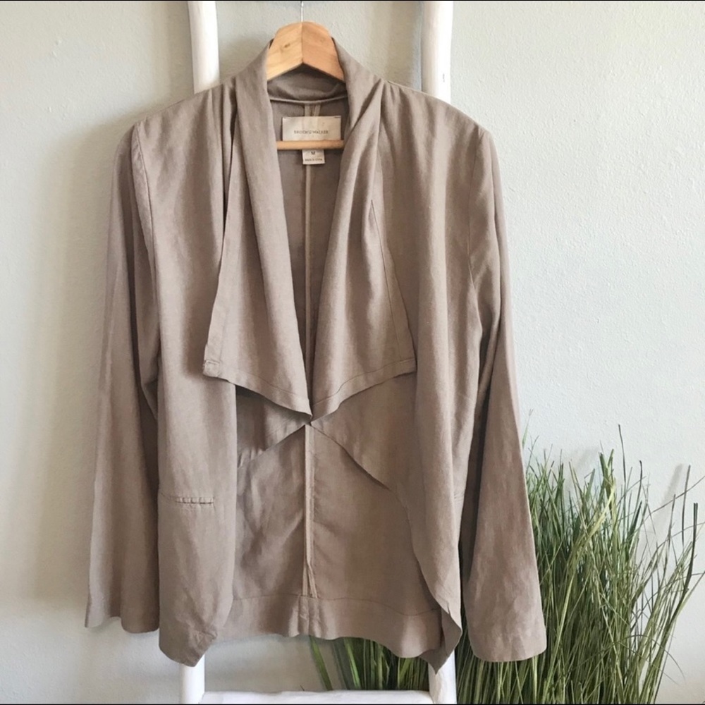 Brochu Walker tan linen blend jacket size S